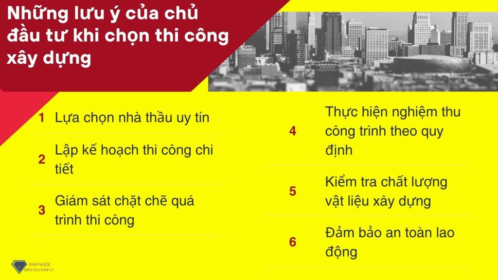 Những lưu ý của chủ đầu tư khi chọn thi công xây dựng