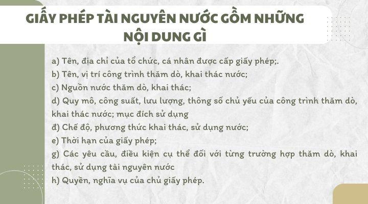 Giấy phép tài nguyên nước gồm những nội dung gì