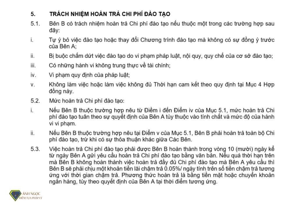 Trách nhiệm hoàn trả chi phí đào tạo