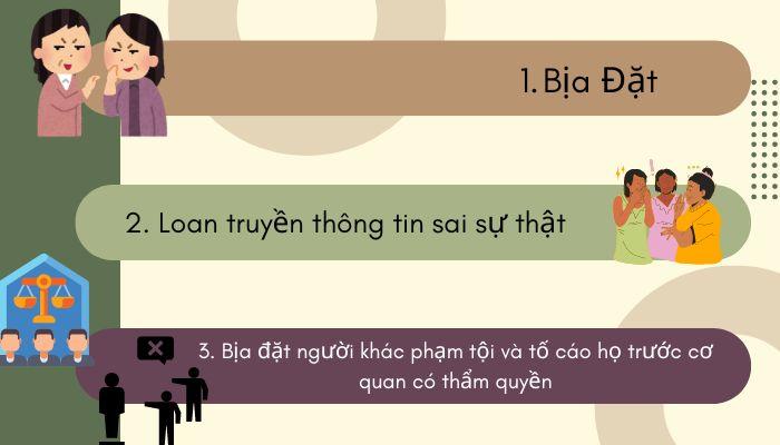 cụ thể biểu hiện vu khống người khác