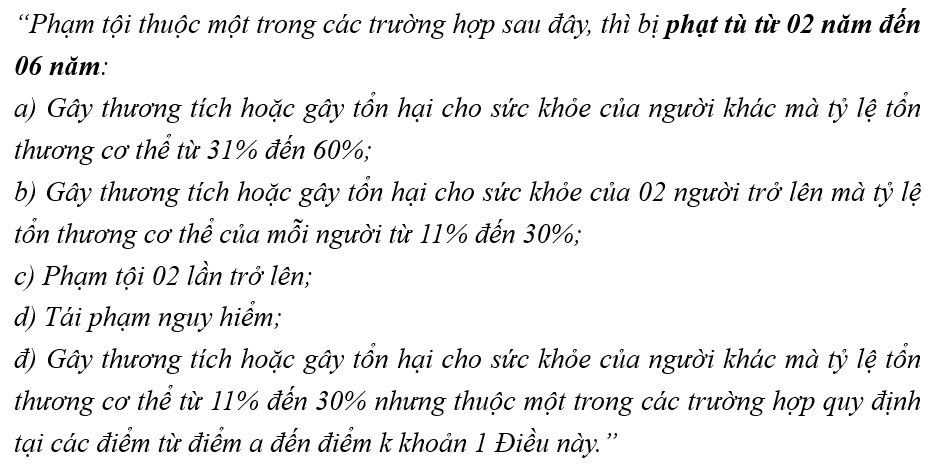 Quy định về tội cố ý gây thương tích