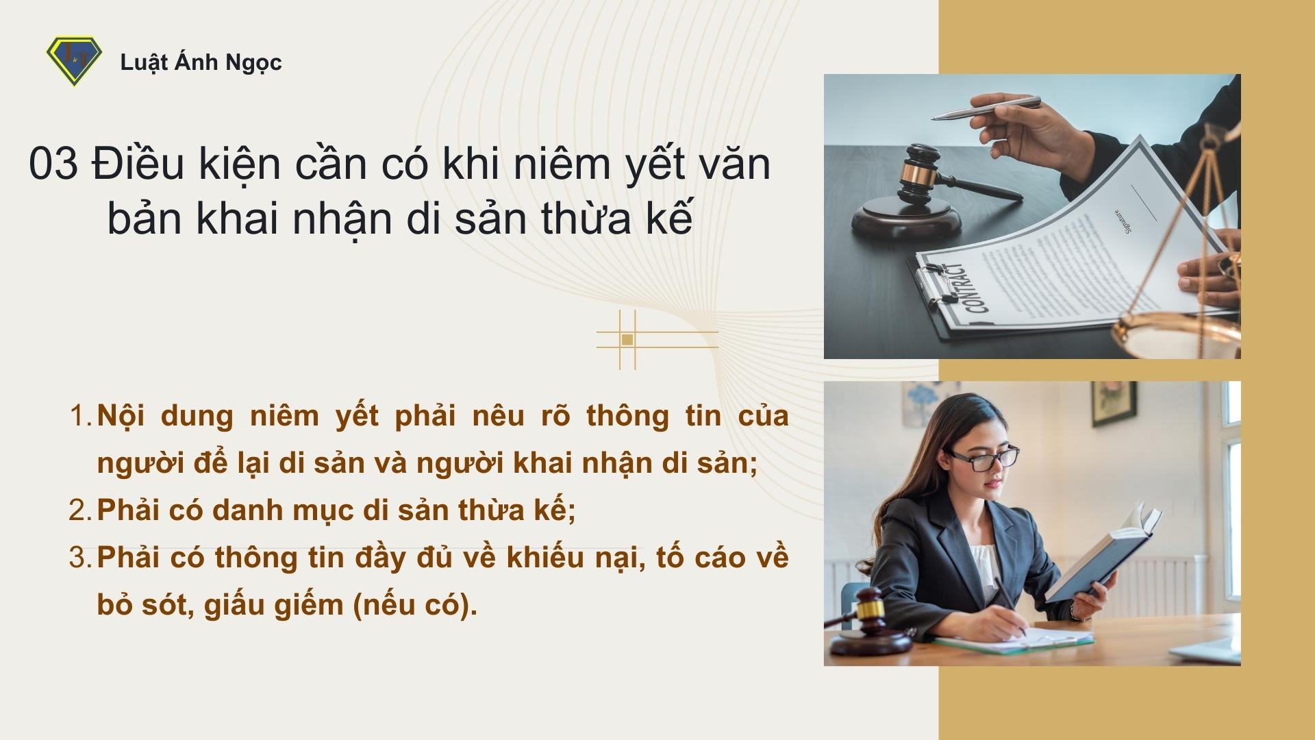 03 điều kiện tiến hành niêm yết văn bản khai nhận di sản thừa kế