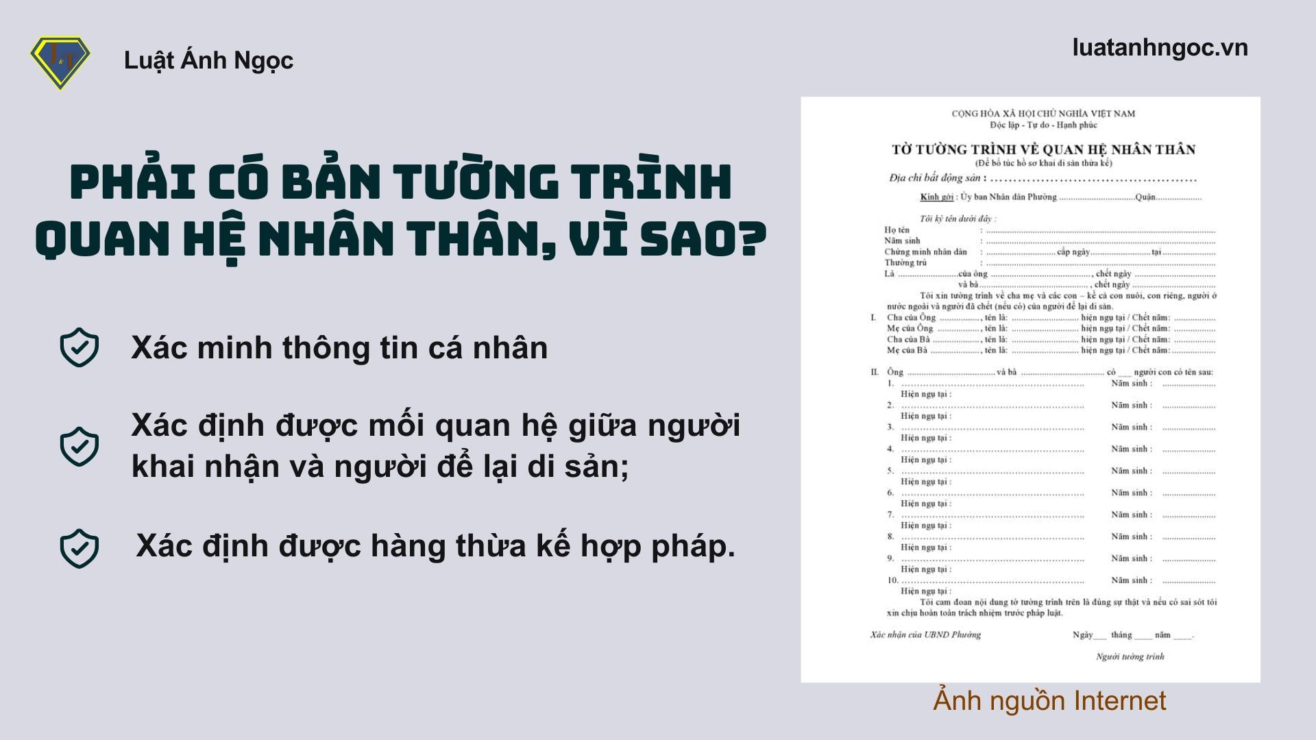 Tại sao phải có Bản tường trình QNNT trong khai nhận không có di chúc