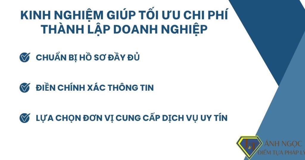 Kinh nghiệm giúp tối ưu chi phí thành lập doanh nghiệp