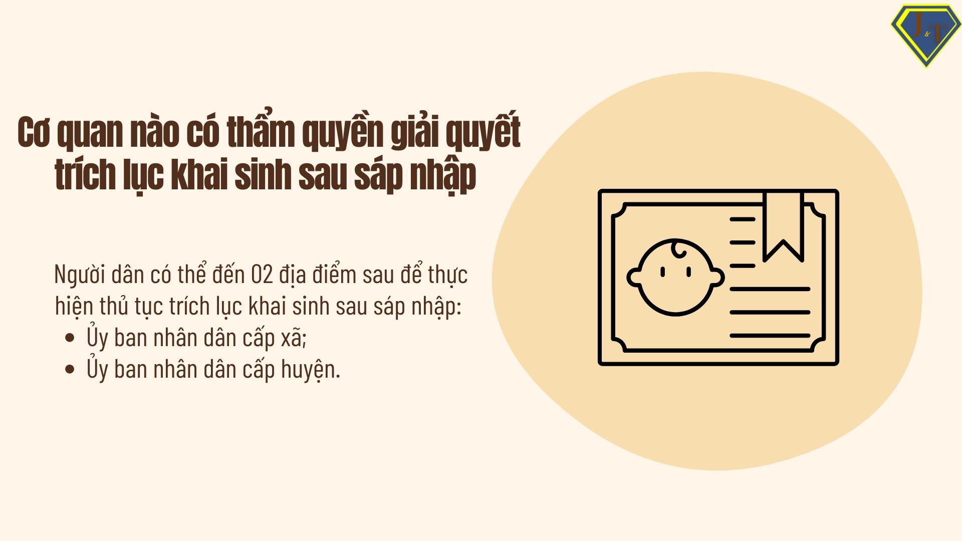 Cơ quan nào có thẩm quyền giải quyết trích lục khai sinh sau sáp nhập 