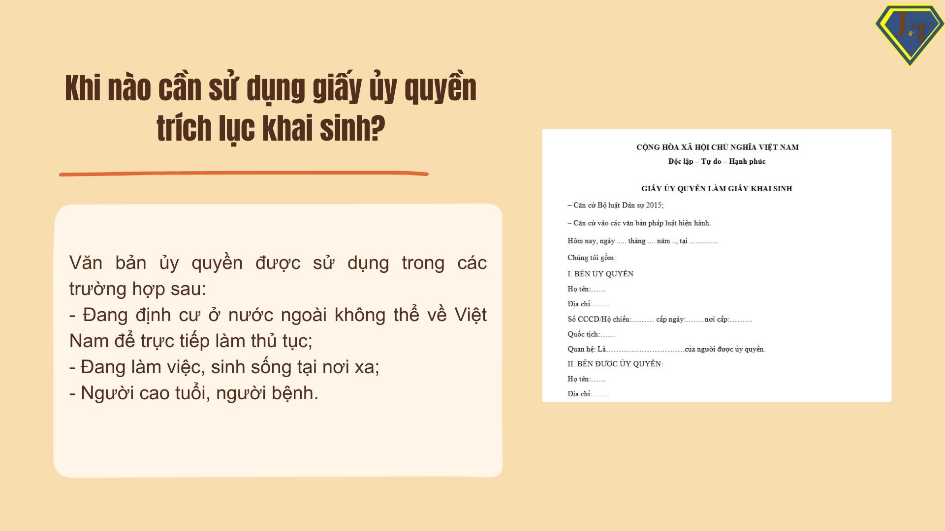 Các trường hợp cần giấy ủy quyền khi làm trích lục khai sinh sau sáp nhập