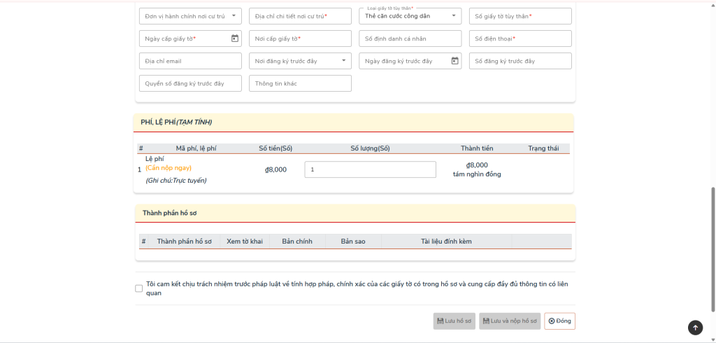 Xác nhận nộp hồ sơ