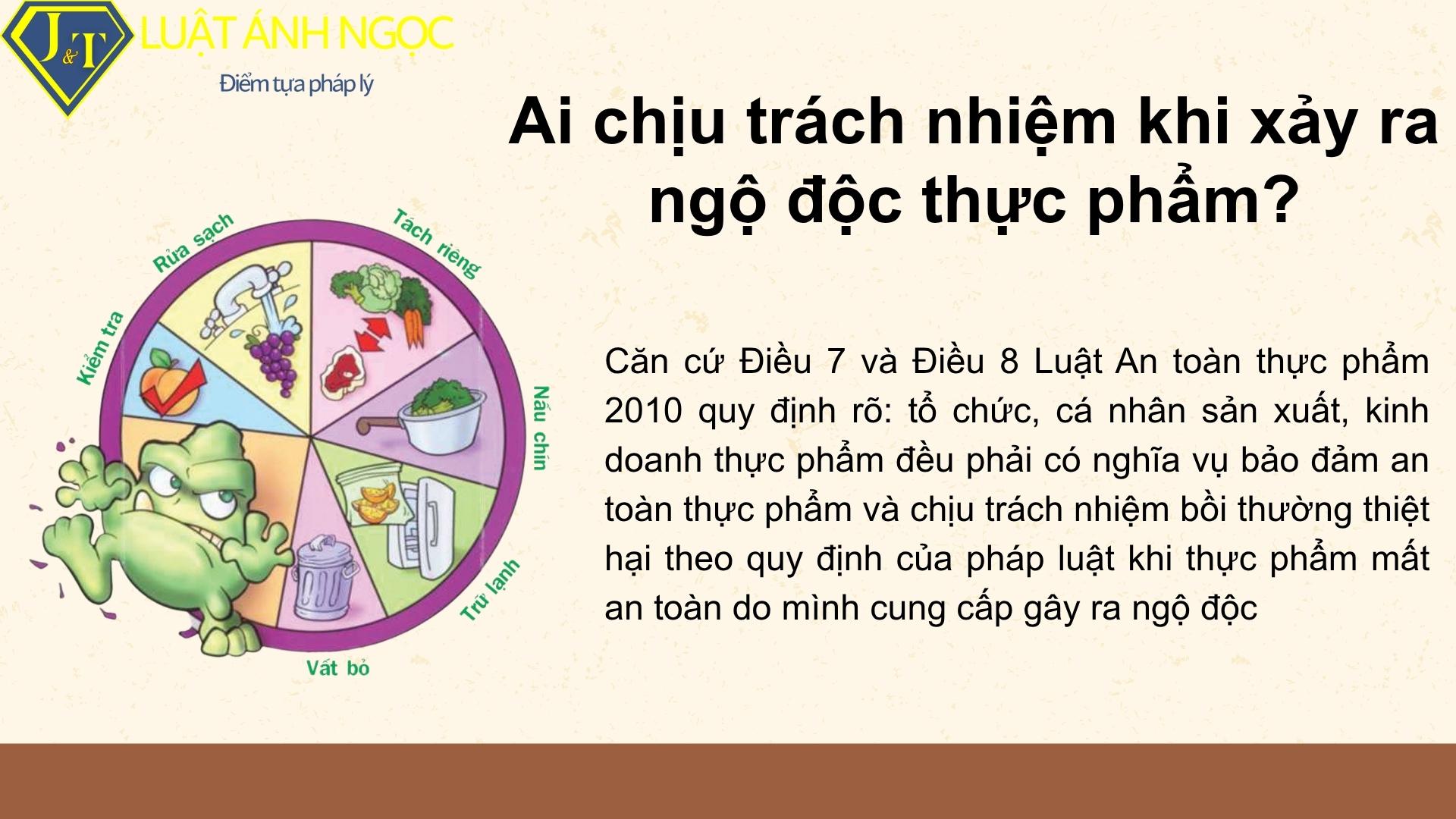 Khi có ngộ độc thực phẩm xảy ra thì ai là người chịu trách nhiệm bồi thường